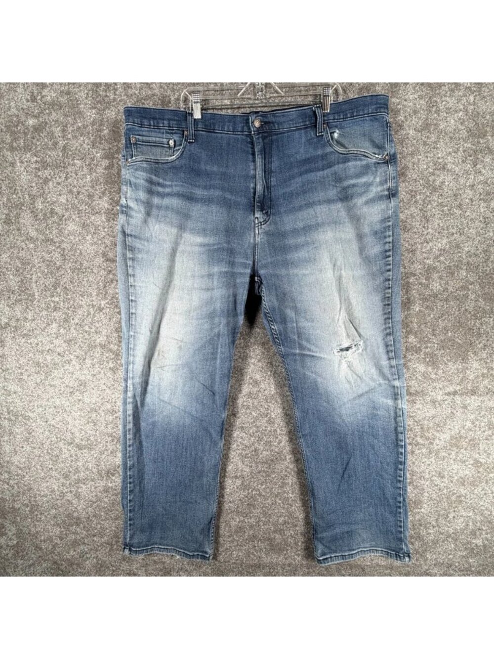 Levi's 559 Relaxed Straight Fit Jeans Mens 46x32 Blue Acid Wash Distressed Knee - Picture 1 of 16